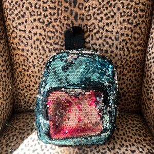 Glam Sequin Backpack - Black, Teal and Pink